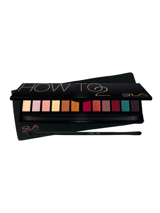 palete HOW TO 2 "11 sombras + base fixante + iluminador"
