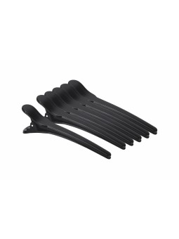 Pinça Cabelo Carbono Preta Curta 6 Unidades